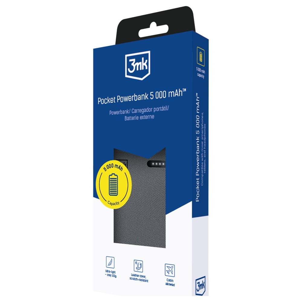 3MK Pocket PowerBank 5000mAh με 1 Θύρα Type-C - Grey