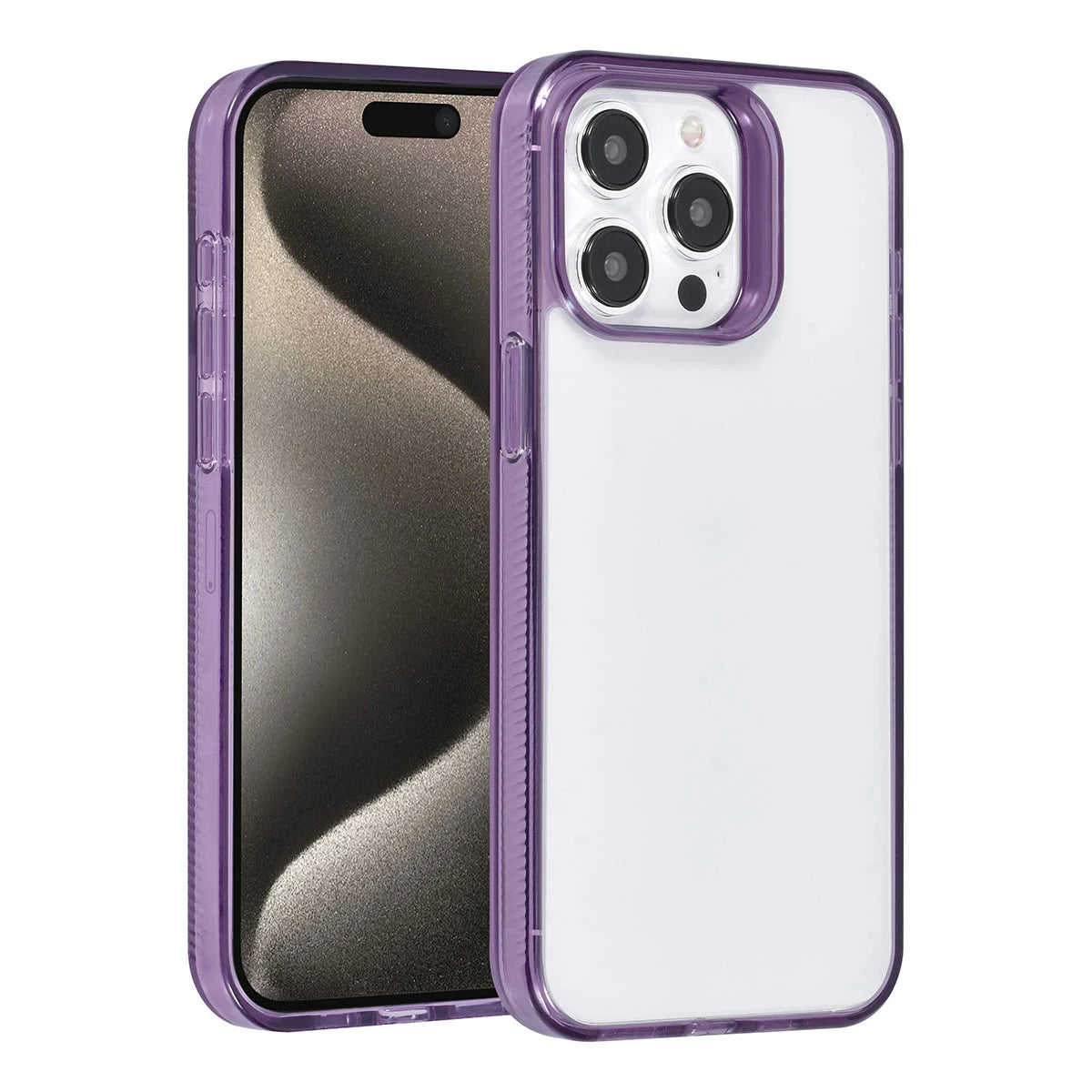 Tuniq iPhone 15 Pro Max - Σκληρή Θήκη με Πλαίσιο Σιλικόνης - Ημιδιάφανο Μοβ / Διάφανο