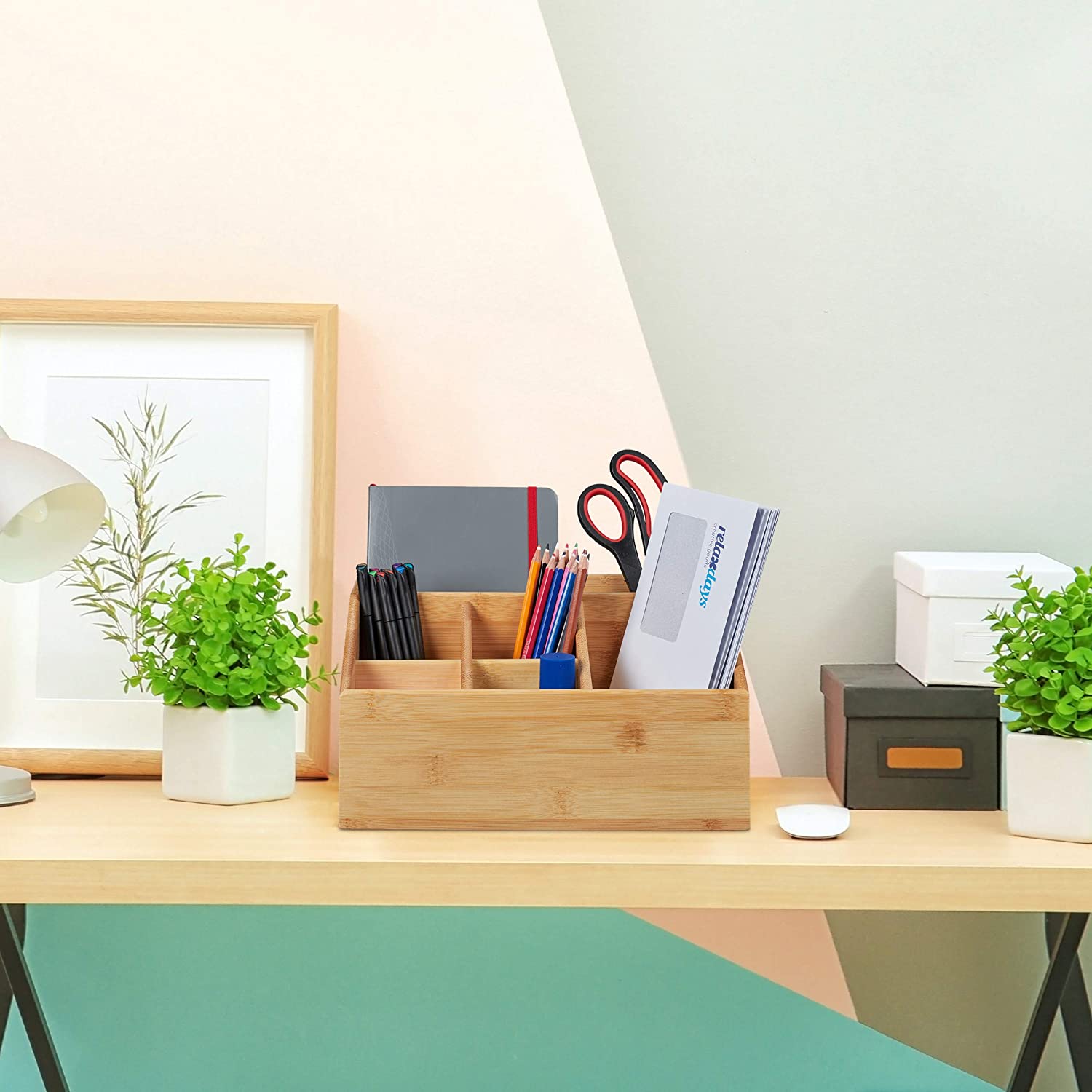 Relaxdays Διοργανωτής Γραφείου από Μπαμπού - Natural - 4052025310684