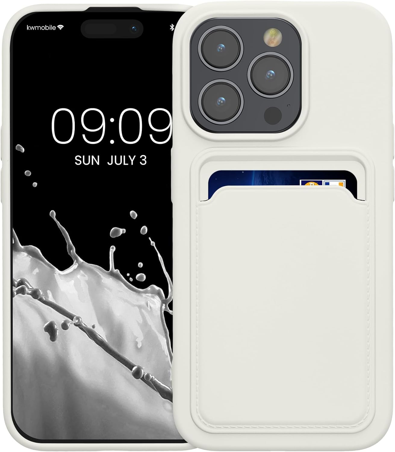 KW iPhone 15 Pro Θήκη Σιλικόνης TPU με Υποδοχή για Κάρτα - White