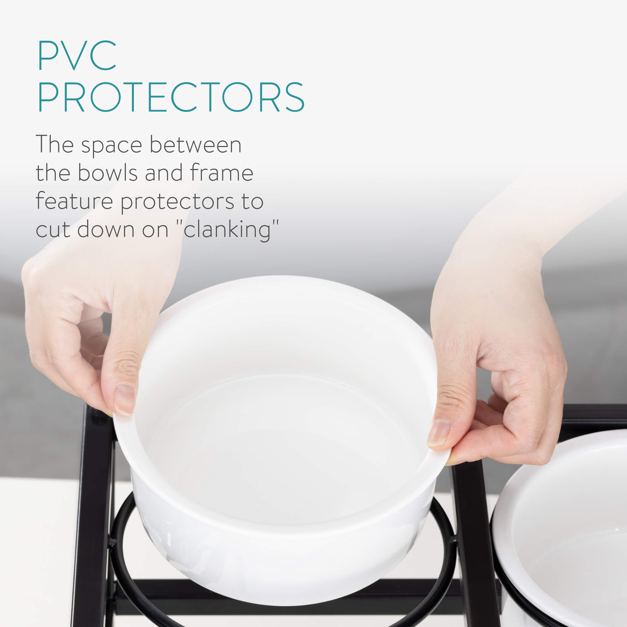 Navaris Ανυψωμένα Μπολ Φαγητού με Βάση για Σκύλους 750ml - White / Black - 54854.1