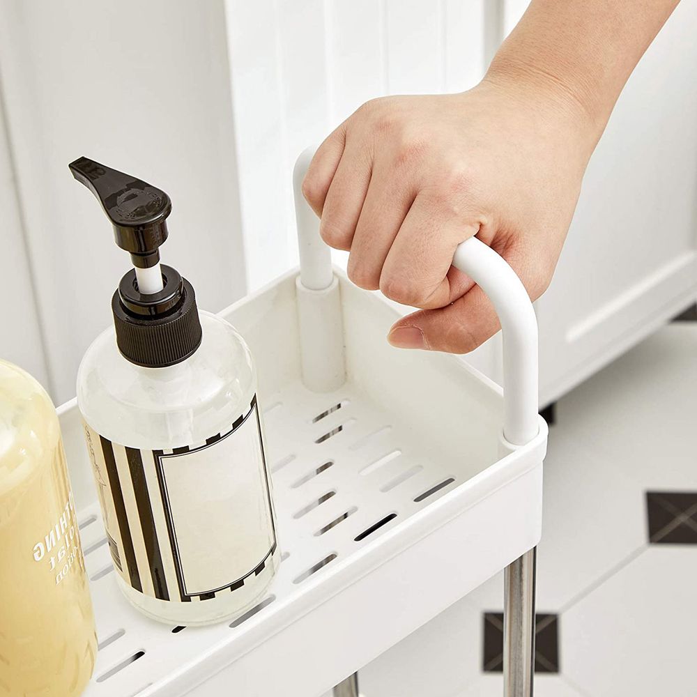 Songmics Πλαστικό Καρότσι Εξοικονόμησης Χώρου για Οργάνωση και Αποθήκευση με 4 Ράφια - 40 x 13 x 93 cm - White - KSC018W01