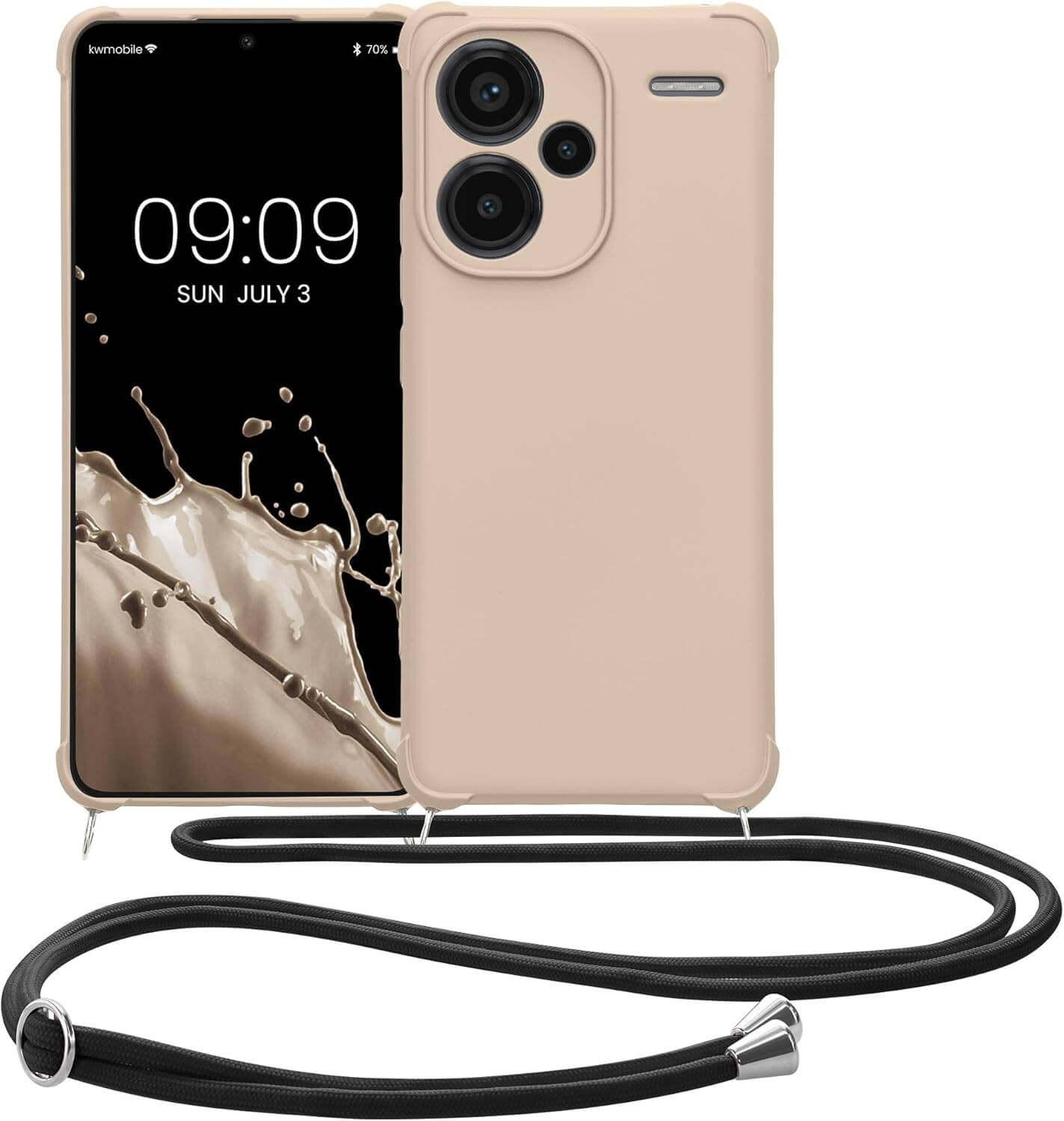 KW Xiaomi Redmi Note 13 Pro+ 5G Θήκη Σιλικόνης TPU με Λουράκι - Cream