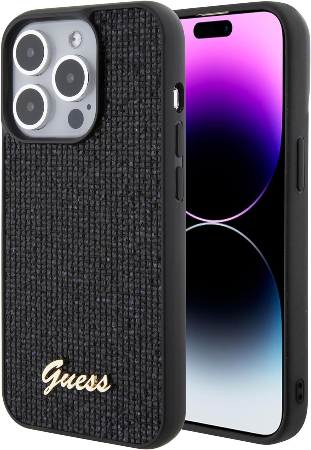 Guess iPhone 15 Pro Disco Metal Script Θήκη Σιλικόνης - Black - GUHCP15LPMSDGSK