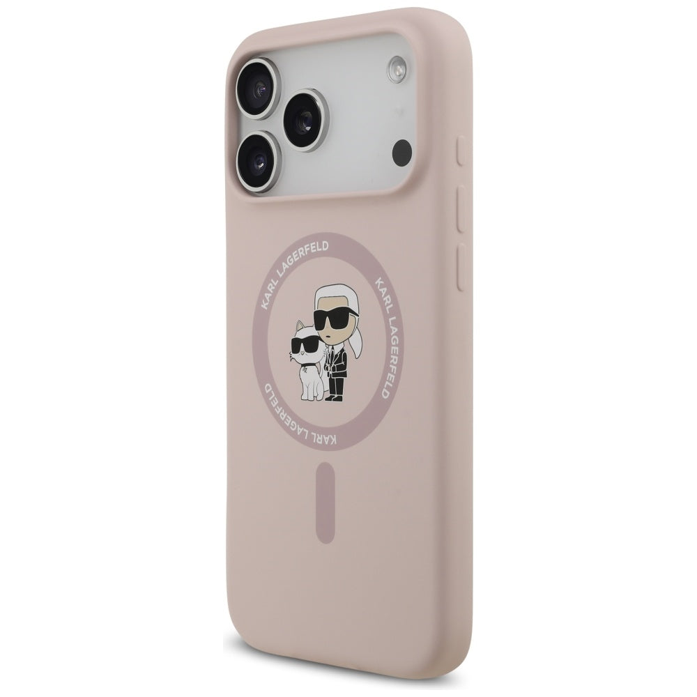 Karl Lagerfeld iPhone 17 Pro Max - Silicone Karl and Choupette Ring MagSafe Θήκη Σιλικόνης - Pink - KLHMP17XSCMKCRHP