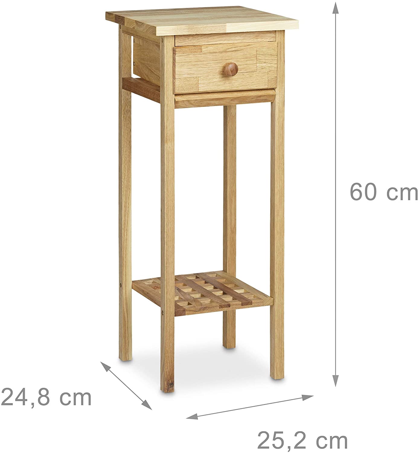 Relaxdays Διακοσμητικό Κομοδίνο Τηλεφώνου από Ξύλο Καρυδιάς - 60 x 25 x 25 cm - Natural - 4052025201470