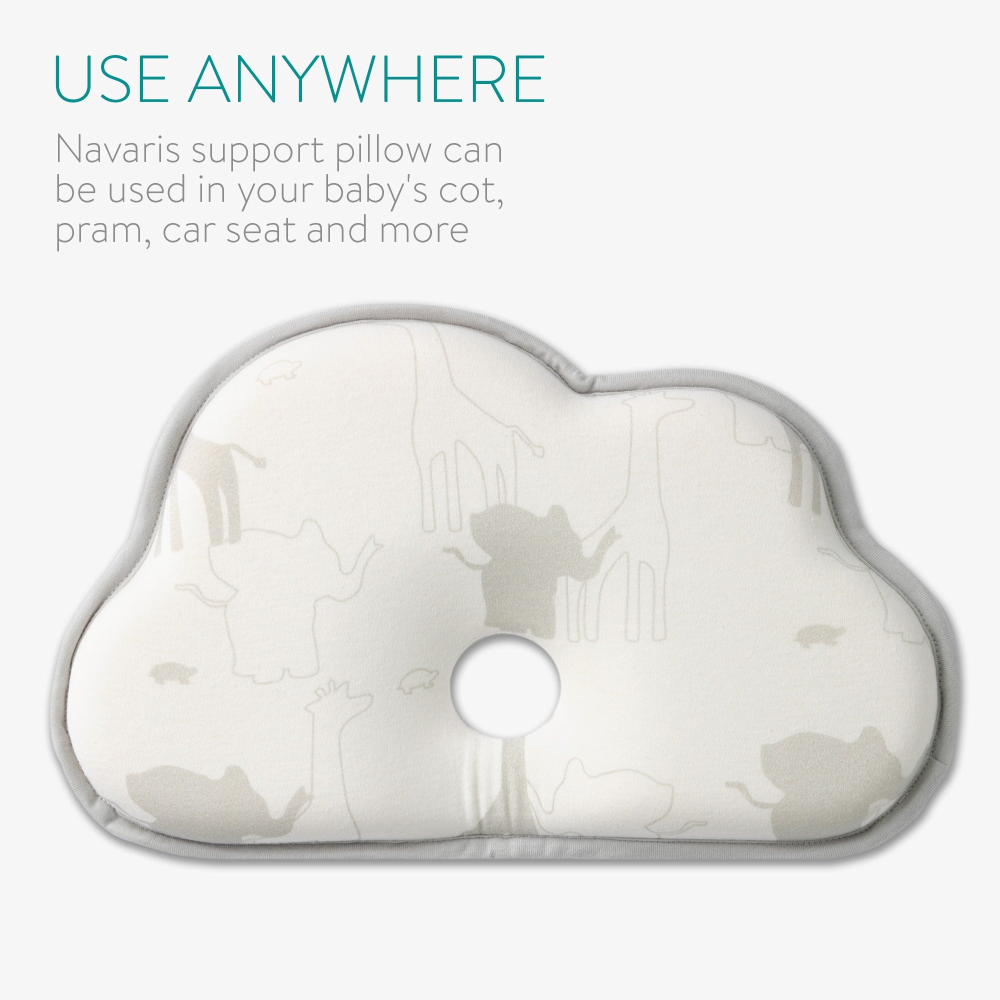 Navaris Anti-Flat Head Μαξιλάρι Μωρού - Light Grey - 51681.22