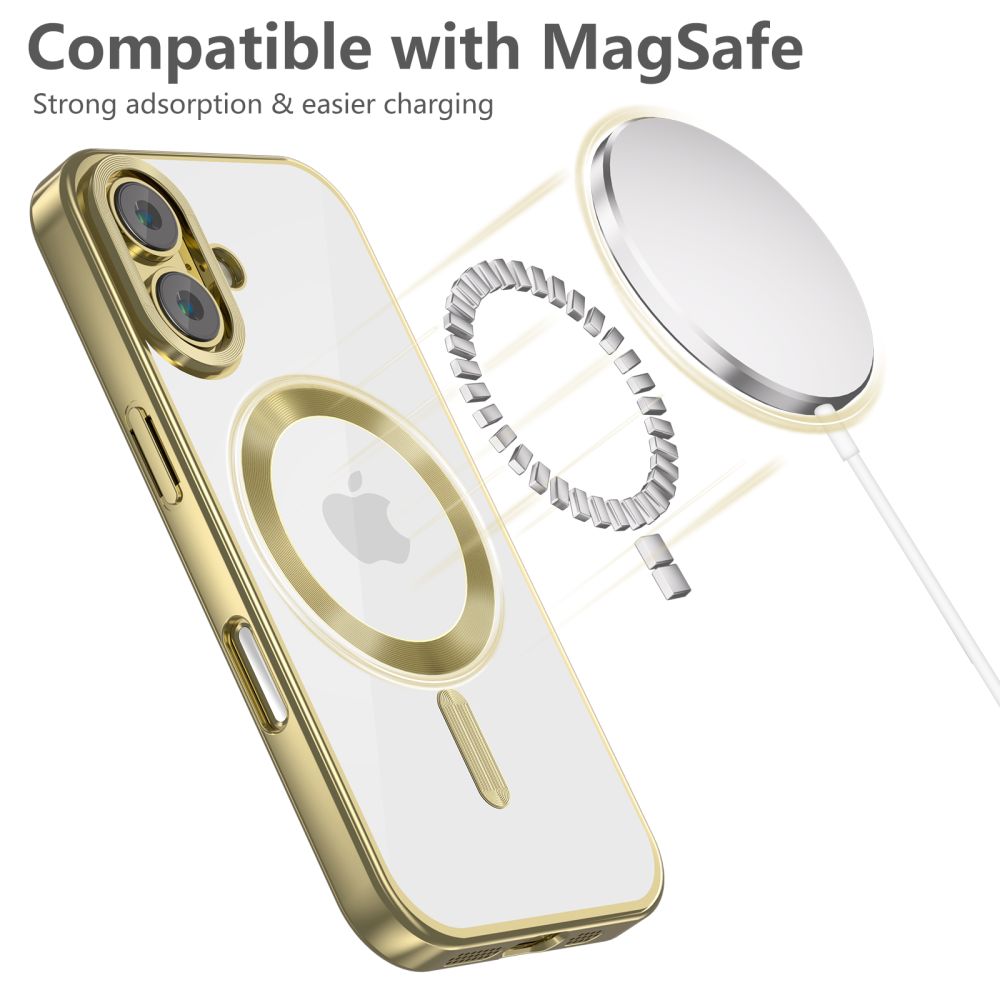 Tech-Protect iPhone 16 MagFlex Θήκη Σιλικόνης TPU με MagSafe - Διάφανη / Satin Gold