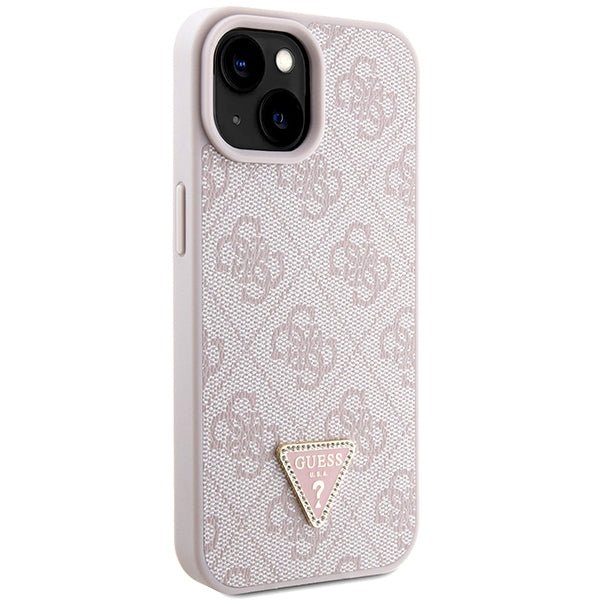 Guess iPhone 15 - Crossbody 4G Metal Logo Θήκη με Επένδυση Συνθετικού Δέρματος και Λουράκι - Pink - GUHCP15SP4TDSCPP