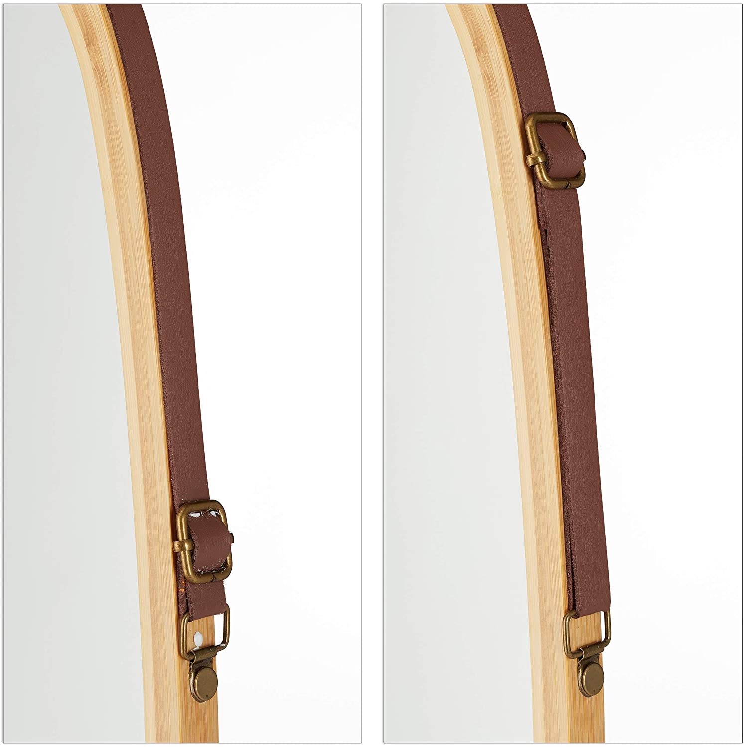 Relaxdays Διακοσμητικός Καθρέπτης Τοίχου με Κορνίζα από Μπαμπού - 76,5 x 43,5 x 1,5 cm - Natural - 4052025265014