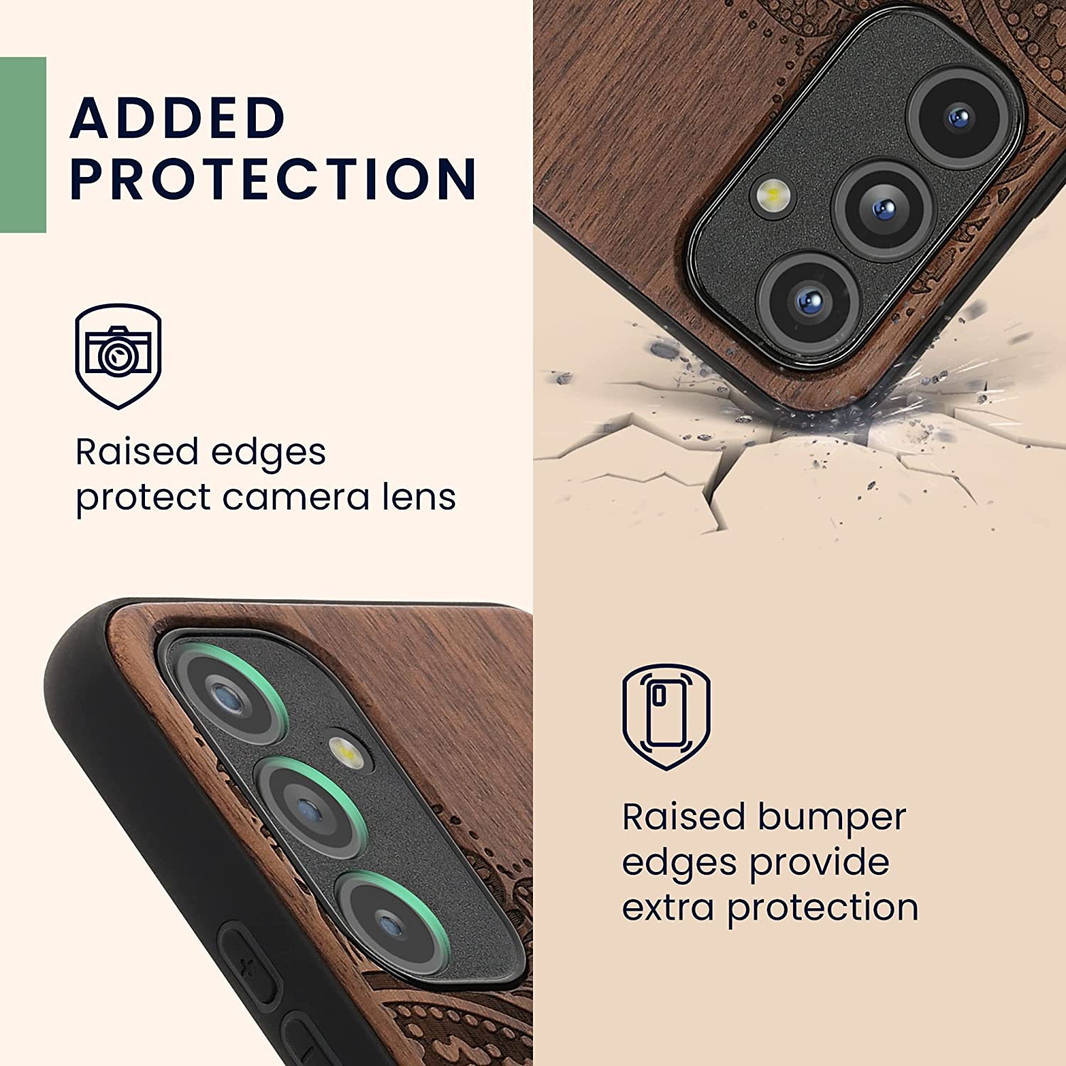 KW Samsung Galaxy A54 5G Θήκη από Φυσικό Ξύλο - Design Half Flower - Dark Brown - 60799.01