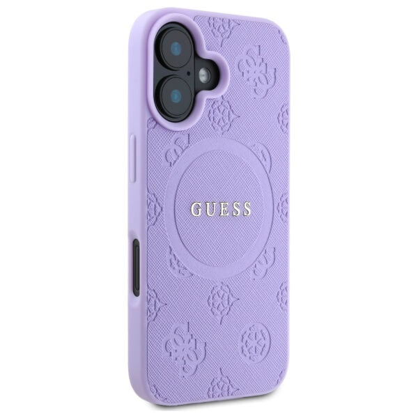 Guess iPhone 16 Plus - Saffiano Peony Classic Logo - MagSafe Σκληρή Θήκη με Πλαίσιο Σιλικόνης και Συνθετικό Δέρμα - Purple - GUHMP16MPSAPSMEU