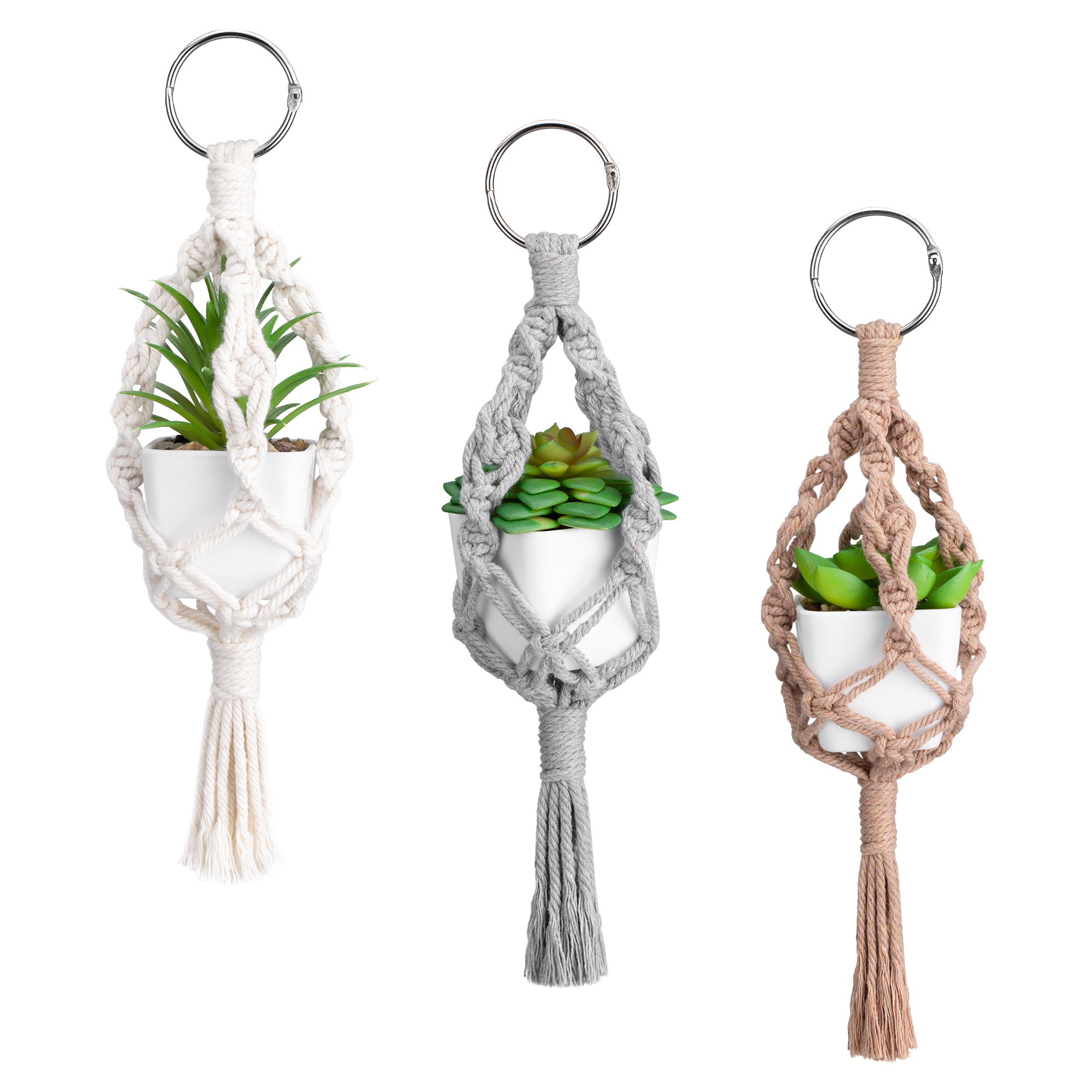 Navaris Σετ με 3 Μίνι Μακραμέ Θήκες για Γλάστρες - Multicolor - 55718.01