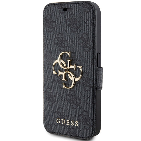 Guess iPhone 15 Pro 4G Big Metal Logo Θήκη Πορτοφόλι με Επένδυση Συνθετικού Δέρματος - Grey - GUBKP15L4GMGGR
