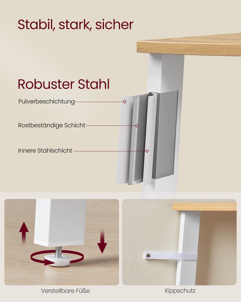 Vasagle Γωνιακή Ραφιέρα με 4 Ράφια - Natural Oak / Matte White - LLS034Y70