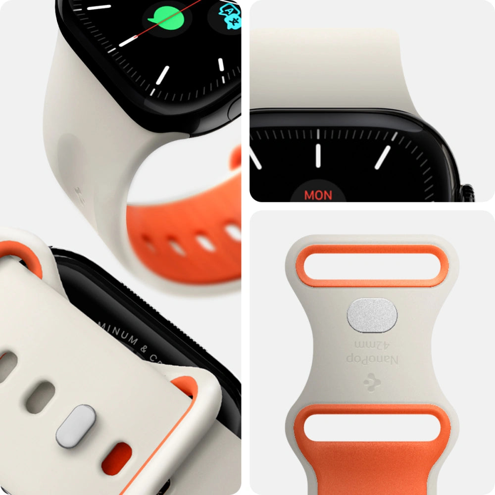 Spigen Λουράκι Apple Watch 8/9/10/11 - SE (1/2/3) - 40/41/42mm Nano Pop Σιλικόνης - Orange / Beige