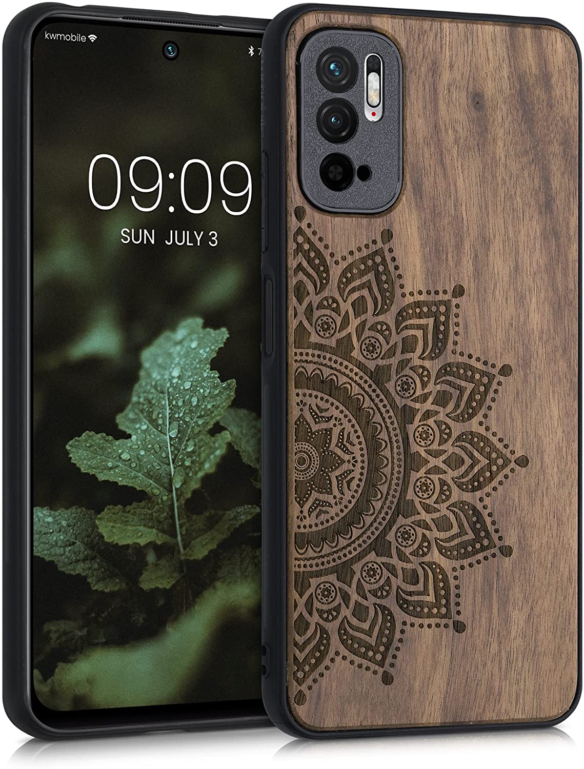 KW Xiaomi Redmi Note 10 5G Θήκη από Φυσικό Ξύλο - Design Rising Sun - Dark Brown - 56792.01