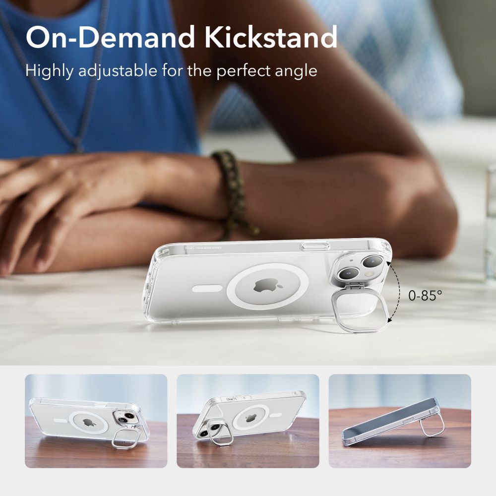 ESR iPhone 14 Plus Classic Kickstand Halolock MagSafe Σκληρή Θήκη με Πλαίσιο Σιλικόνης και Stand - Διάφανη
