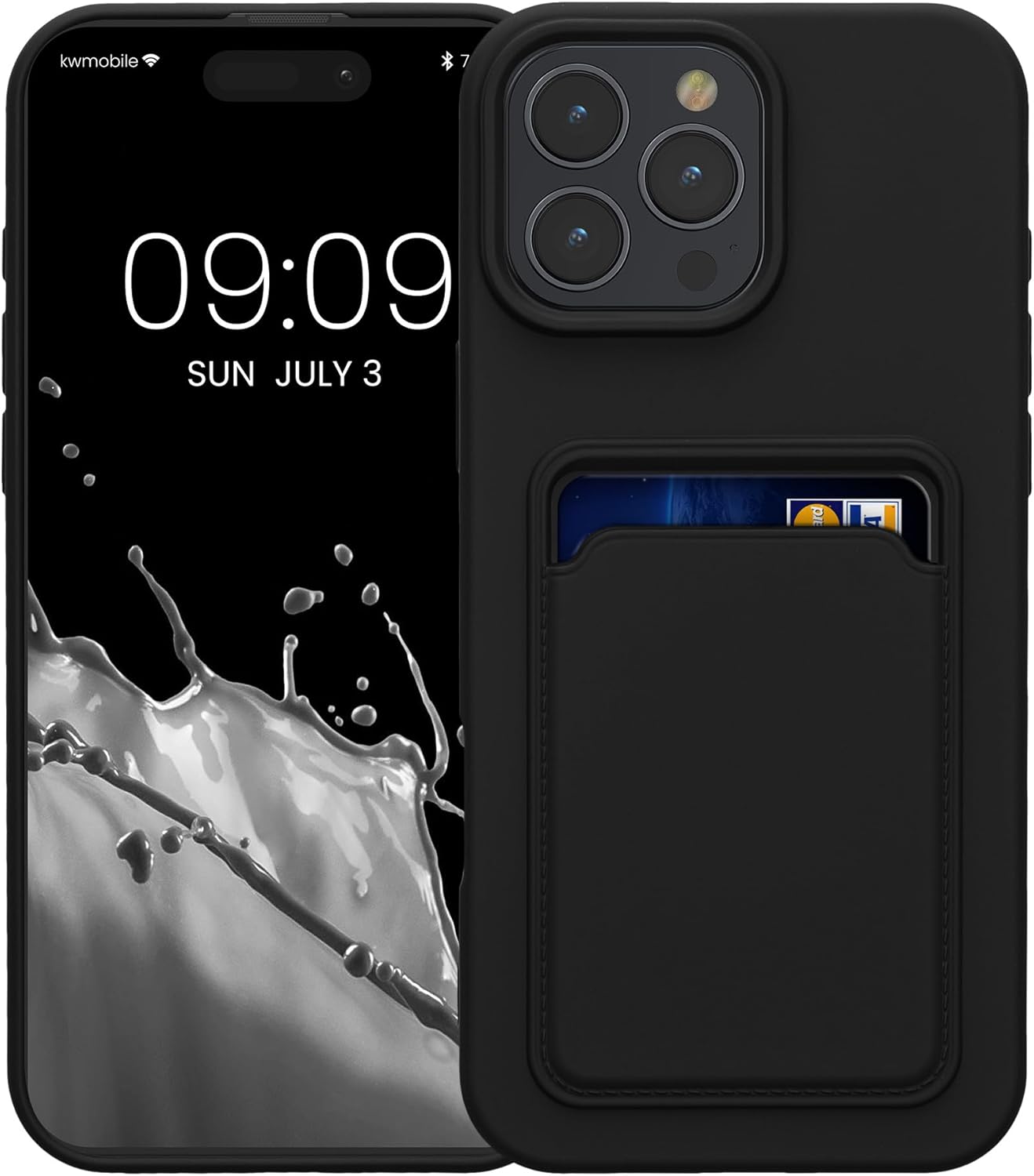 KW iPhone 16 Pro Max Θήκη Σιλικόνης TPU με Υποδοχή για Κάρτα - Black
