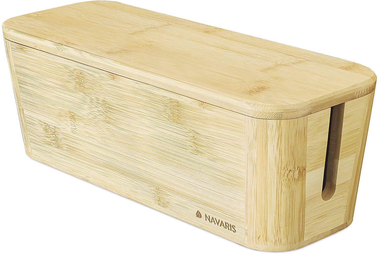 Navaris Κουτί Οργάνωσης Καλωδίων με Καπάκι - Bamboo - 52804.01