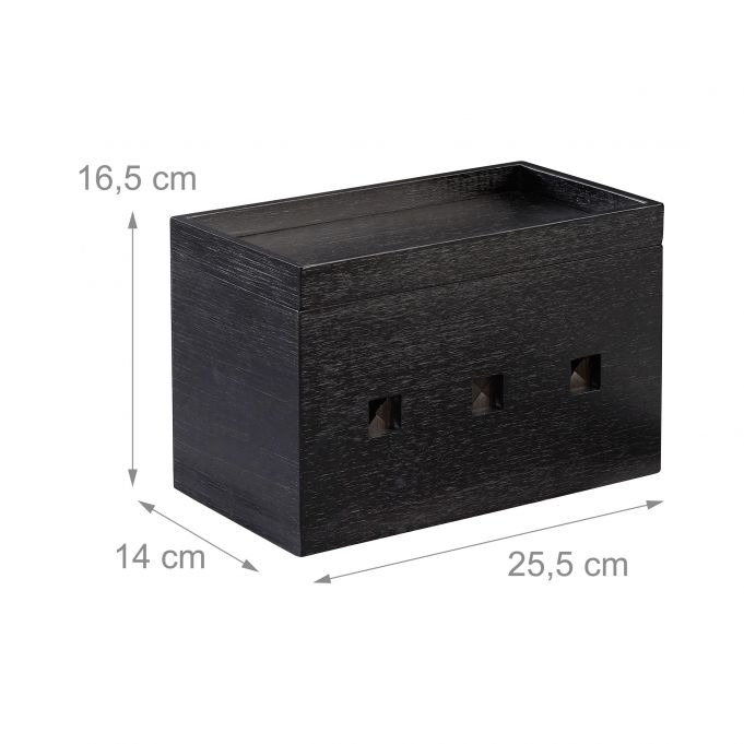 Relaxdays Κουτί Οργάνωσης Καλωδίων από Bamboo - Black - 4052025246723