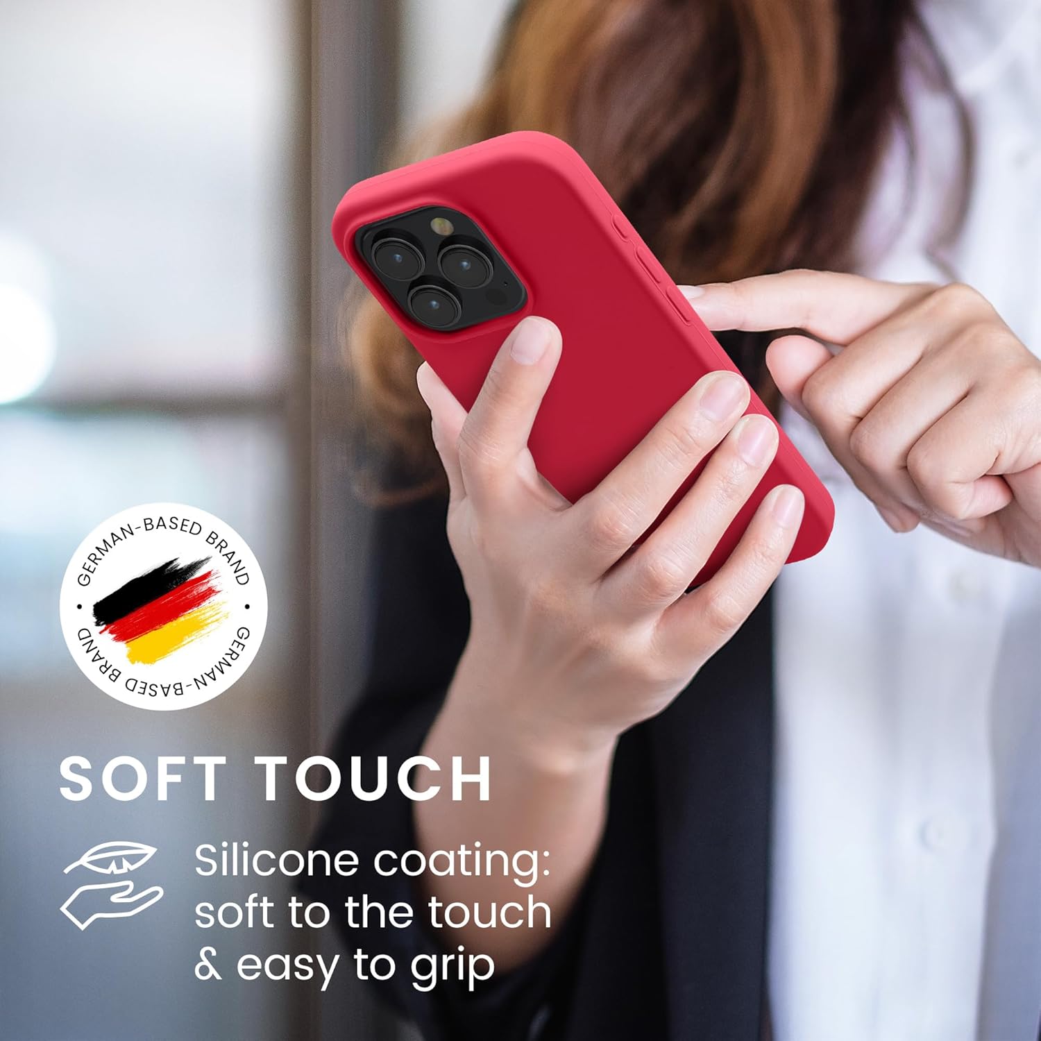 KW iPhone 15 Pro Θήκη Σιλικόνης Rubberized TPU - Pomegranate Red