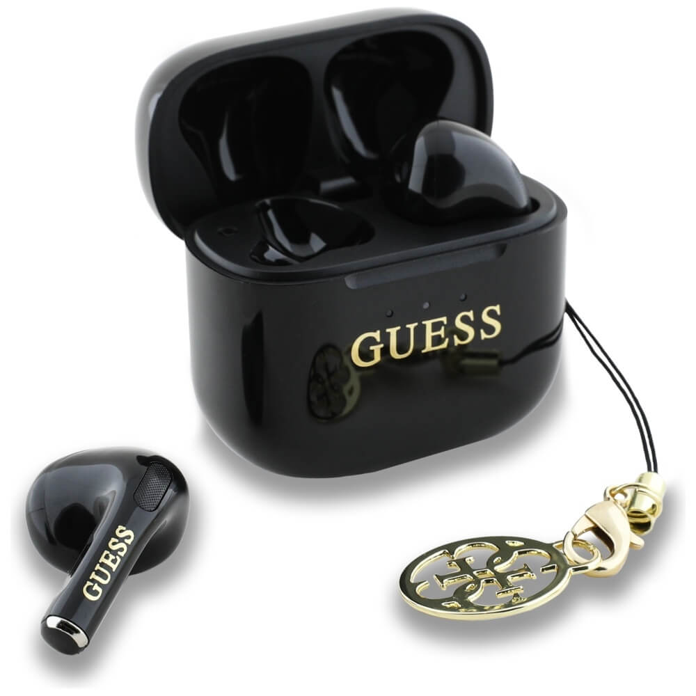 Guess TWS Glossy Effect Printed Classic Logo and Charm - Bluetooth 5.4 - Ασύρματα ακουστικά για Κλήσεις / Μουσική - Black