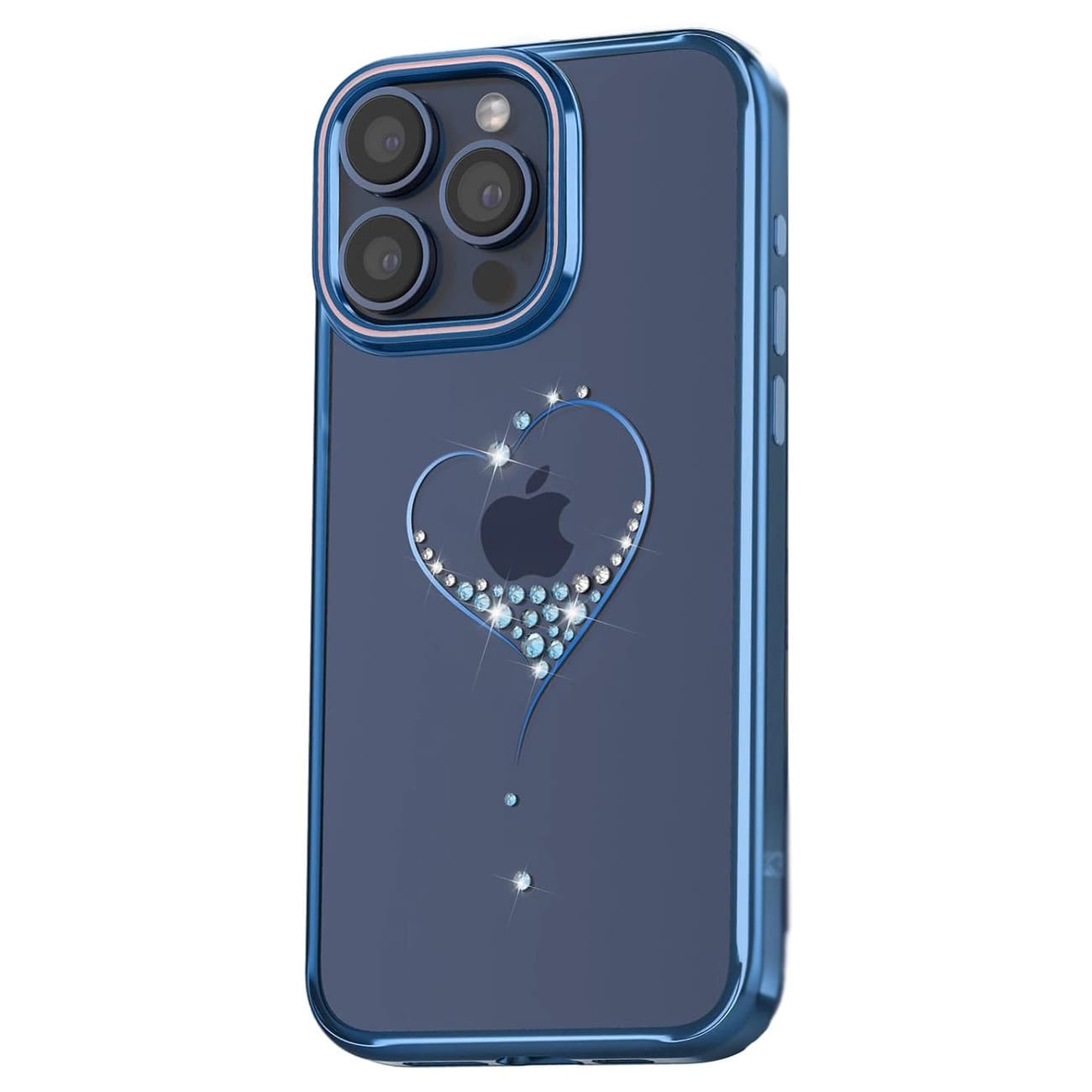 Kingxbar iPhone 15 Pro Max Wish Series Σκληρή Θήκη με Swarovski Crystals - Blue - Διάφανη