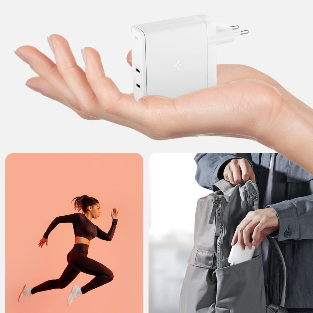 Spigen ArcStation Pro GaN - 1402 140W - Οικιακός Φορτιστής Γρήγορης Φόρτισης με 2 Θύρες Type - C - White