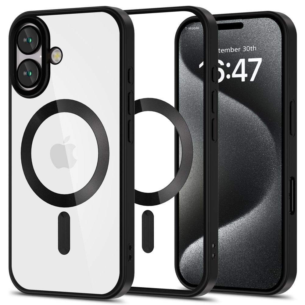 Tech-Protect iPhone 16 MagFlex Θήκη Σιλικόνης TPU με MagSafe - Διάφανη / Satin Black