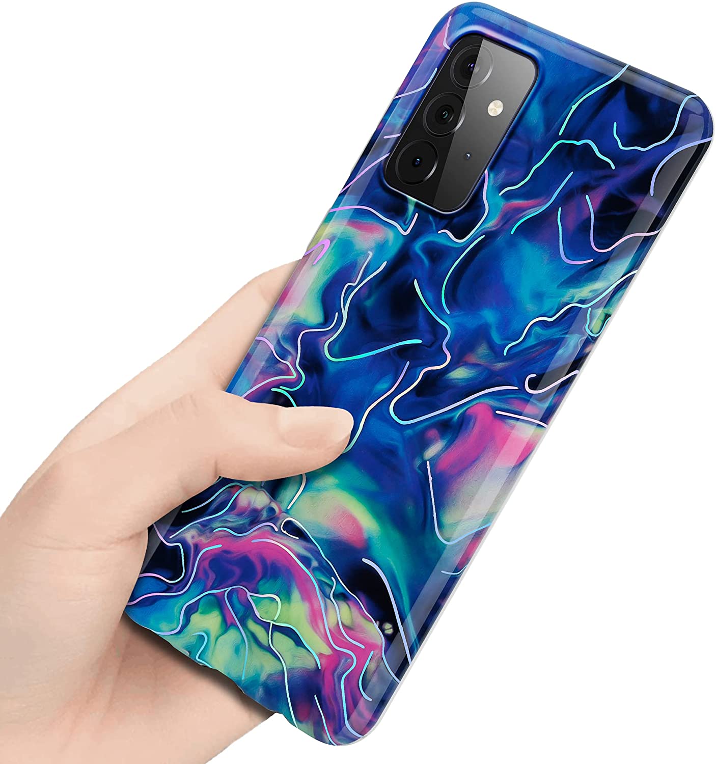 Cadorabo Samsung Galaxy A72 / A72 5G Θήκη Σιλικόνης TPU - Design Marble No.17 Mosaic Pattern - Pink / Blue / Marble