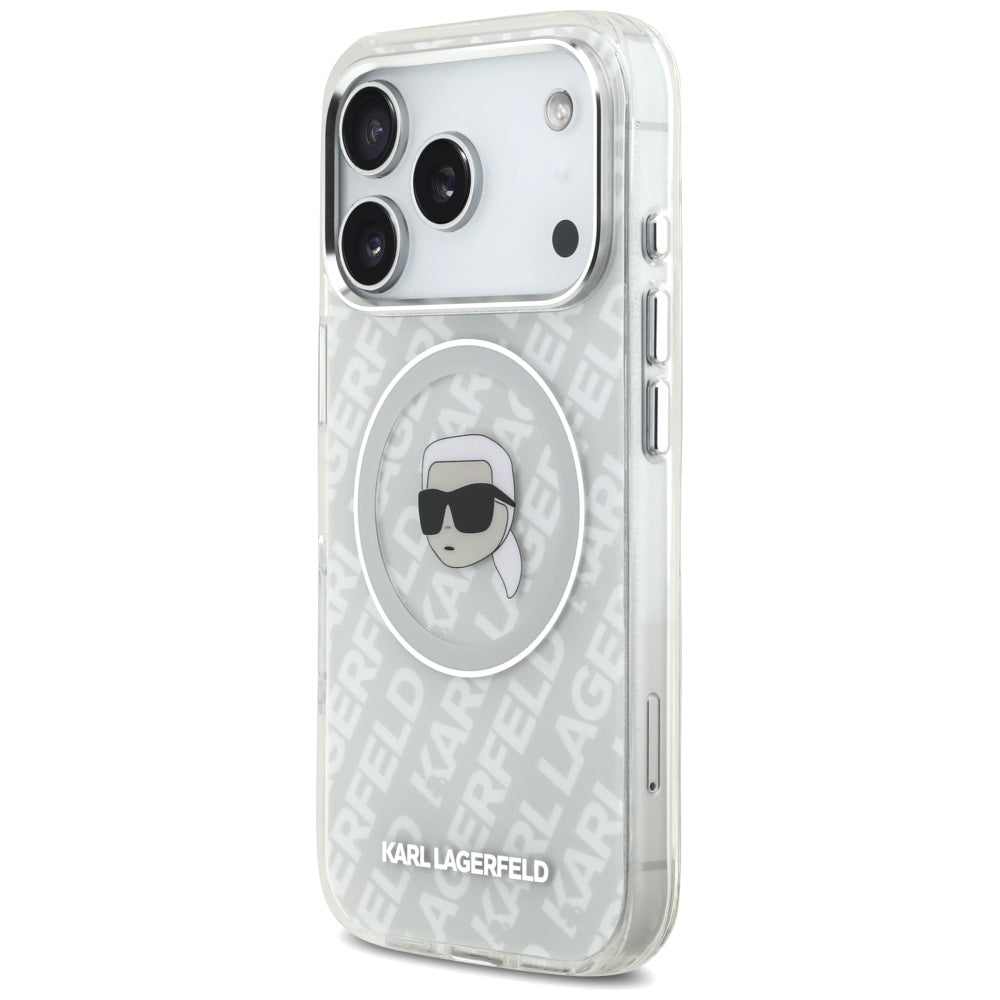 Karl Lagerfeld iPhone 17 Pro - IML Karl Head Logo MagSafe - Σκληρή Θήκη με Πλαίσιο Σιλικόνης - Grey - KLHMP17LHMKBKHOG