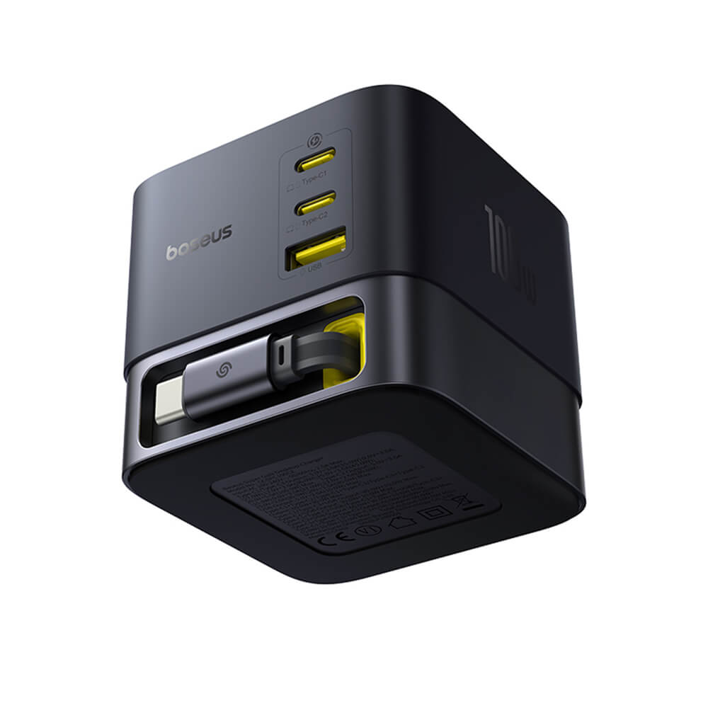 Baseus Super GaN Βάση Φόρτισης με 3 Θύρες Type-C και 1 Θύρα USB με Ενσωματωμένο Καλώδιο Type-C 1.5m - Cosmic Black