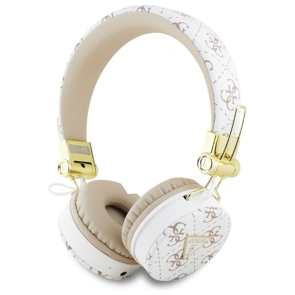 Guess Over-Ear 4G Triangle Round Shape - Ασύρματα Bluetooth Ακουστικά - White