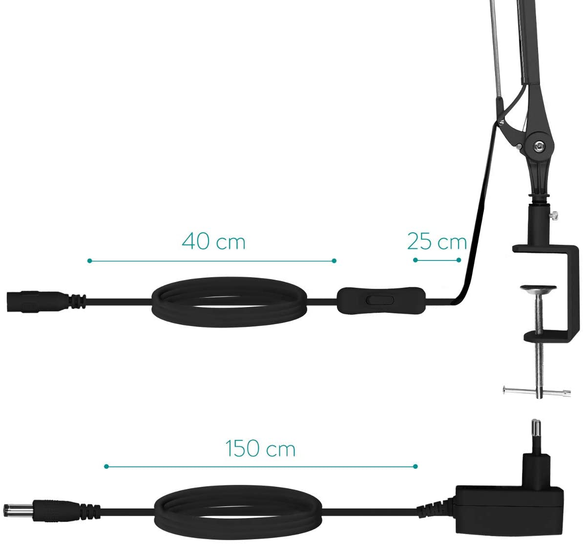 Navaris LED Desk Lamp Aluminium Clamp Lamp Επιτραπέζιο Φωτιστικό Αλουμινίου - Black - 45791.01
