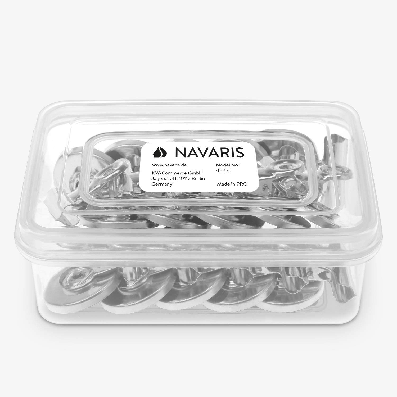 Navaris Μαγνητάκια για το Ψυγείο και για Πίνακα με Κλιπ - Σετ 15 τεμαχίων - Silver - 48475.35.15