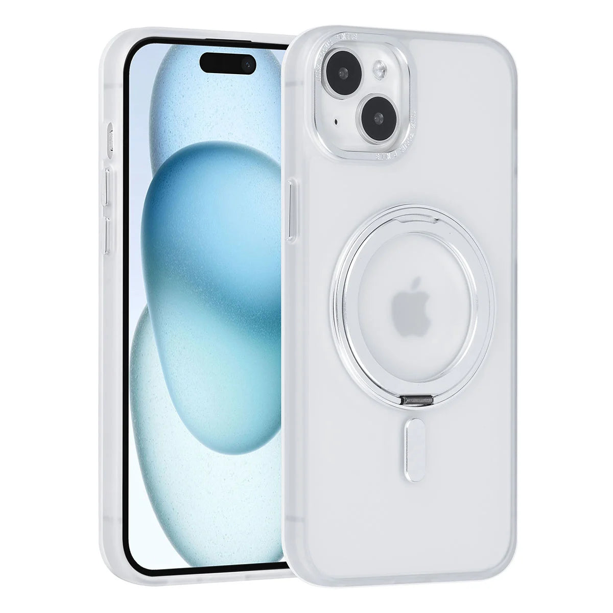 Tuniq iPhone 15 Plus / 14 Plus - Σκληρή MagSafe Θήκη με Περιστρεφόμενο Δαχτυλίδι Συγκράτησης - Διάφανο / Λευκό