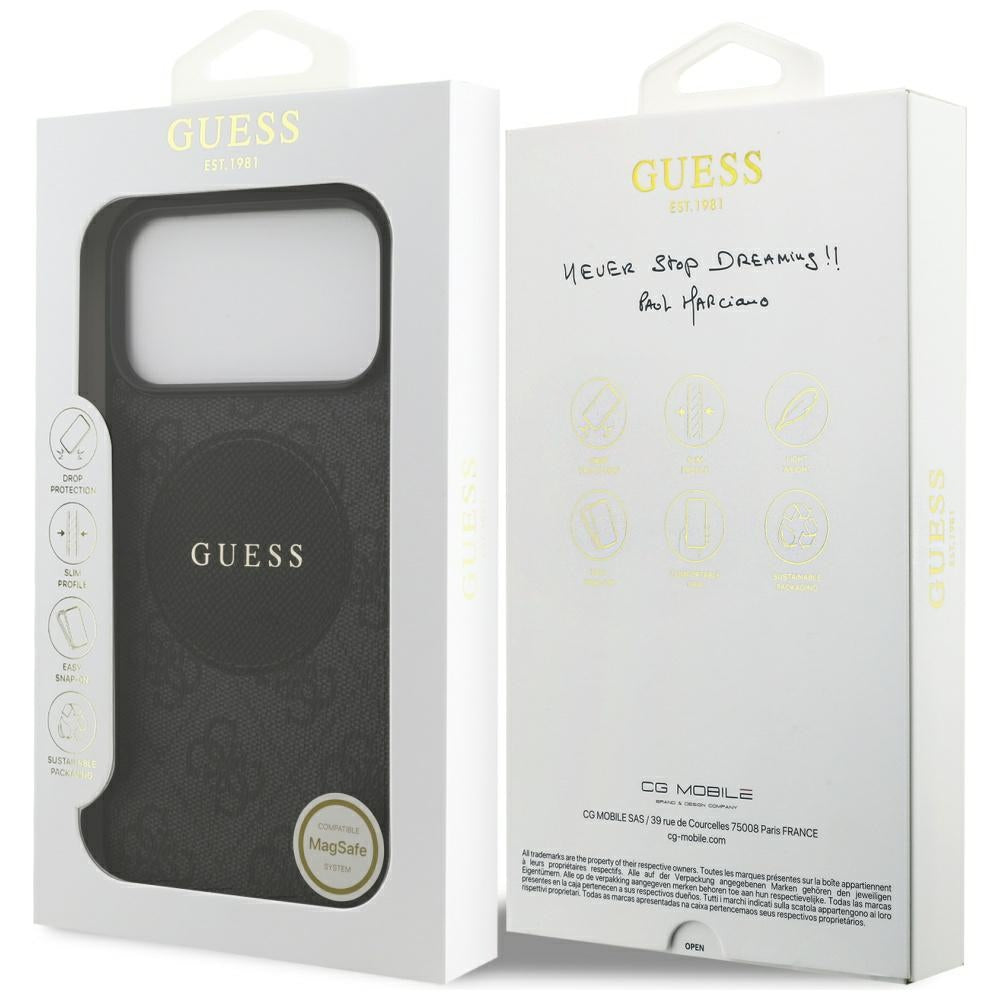 Guess iPhone 17 Pro Max - 4G Circle Classic Logo MagSafe - Θήκη με Επένδυση Συνθετικού Δέρματος - Black - GUHMP17XP4PGRSGK