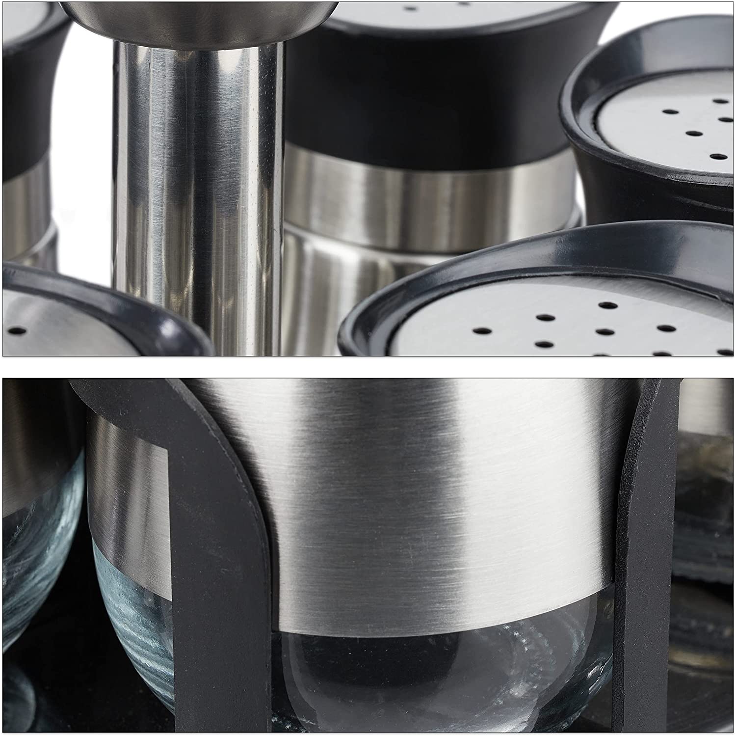 Relaxdays Καρουζέλ Μπαχαρικών με 12 Δοχεία - Black / Silver - 4052025367152