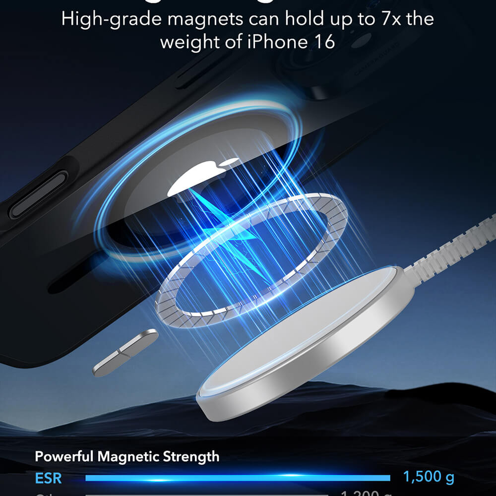 ESR iPhone 16 Classic Hybrid Halolock Σκληρή Θήκη με Πλαίσιο Σιλικόνης και MagSafe - Clear Black