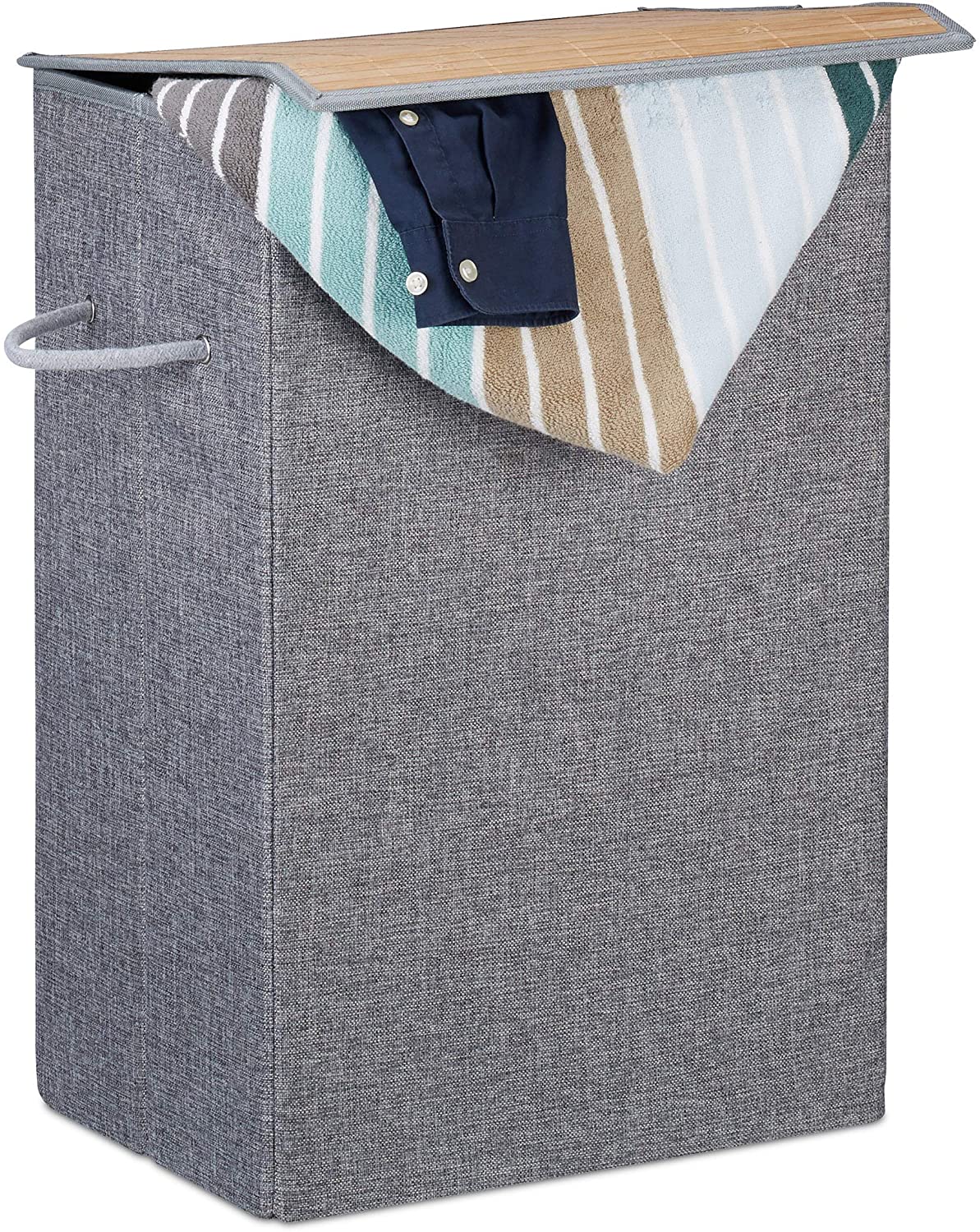 Relaxdays Καλάθι Πλυντηρίου με κάλυμμα Velcro - Gray - 4052025943646