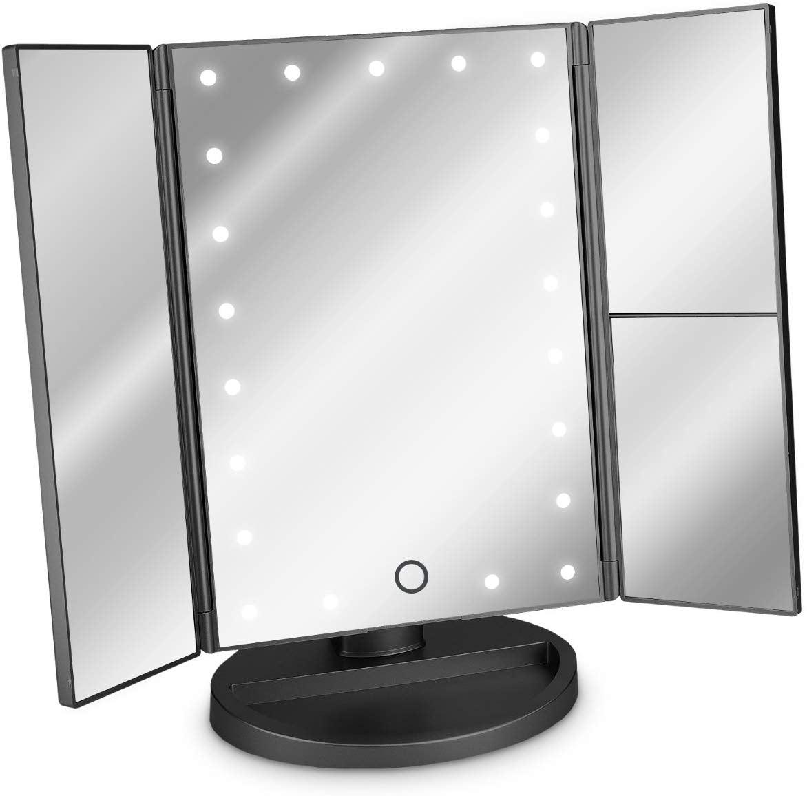 Navaris LED Foldable Cosmetic Mirror - Φωτιζόμενος Καθρέπτης LED - Matte Black - 43457.47