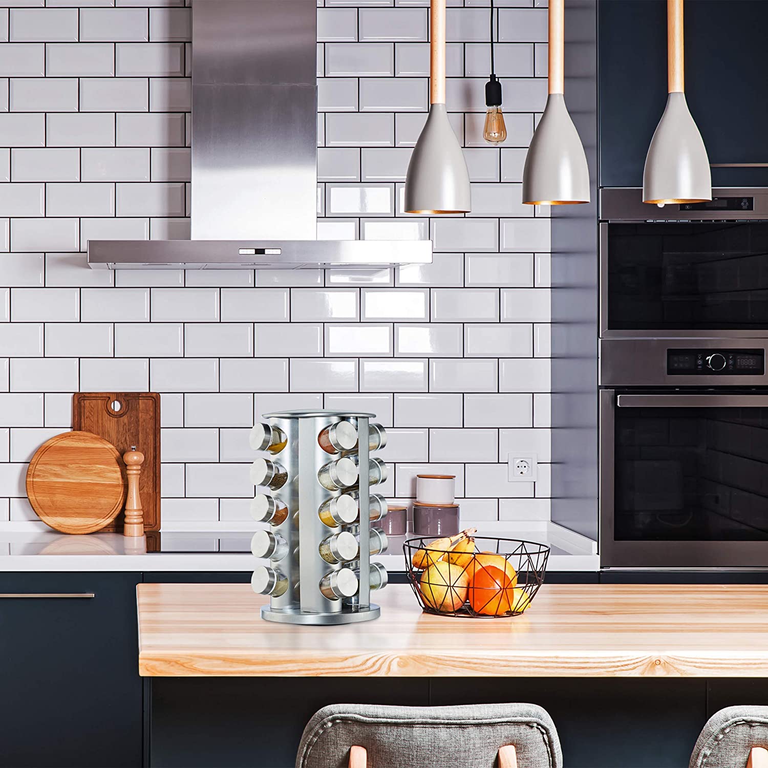 Relaxdays Καρουζέλ Μπαχαρικών με 20 Δοχεία - Silver - 4052025264581