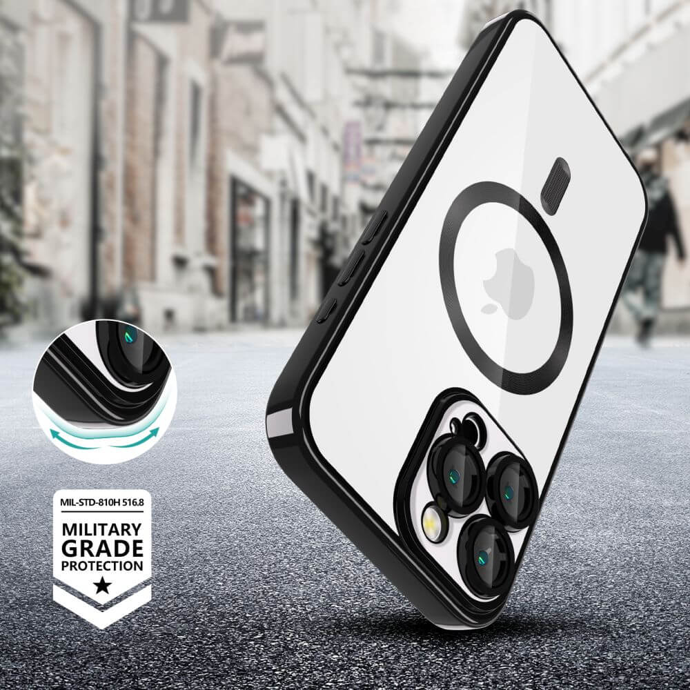 Tech-Protect iPhone 16 Pro Max MagFlex Θήκη Σιλικόνης TPU με MagSafe - Διάφανη / Shiny Black