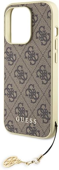 Guess iPhone 15 Pro Max - 4G Charms Collection Θήκη με Επένδυση Συνθετικού Δέρματος - Brown - GUHCP15XGF4GBR