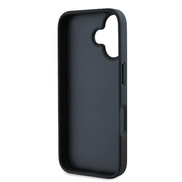 Karl Lagerfeld iPhone 16 - Monogram Karl and Choupette Head Pin Σκληρή Θήκη με Επένδυση Συνθετικού Δέρματος - Black - KLHCP16SPGKLKCPK