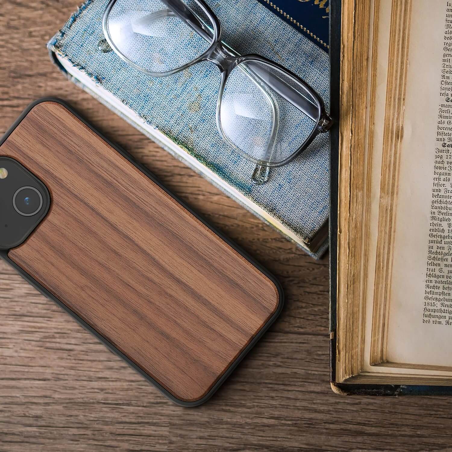 KW iPhone 15 Θήκη από Φυσικό Ξύλο - Dark Brown - 62007.18