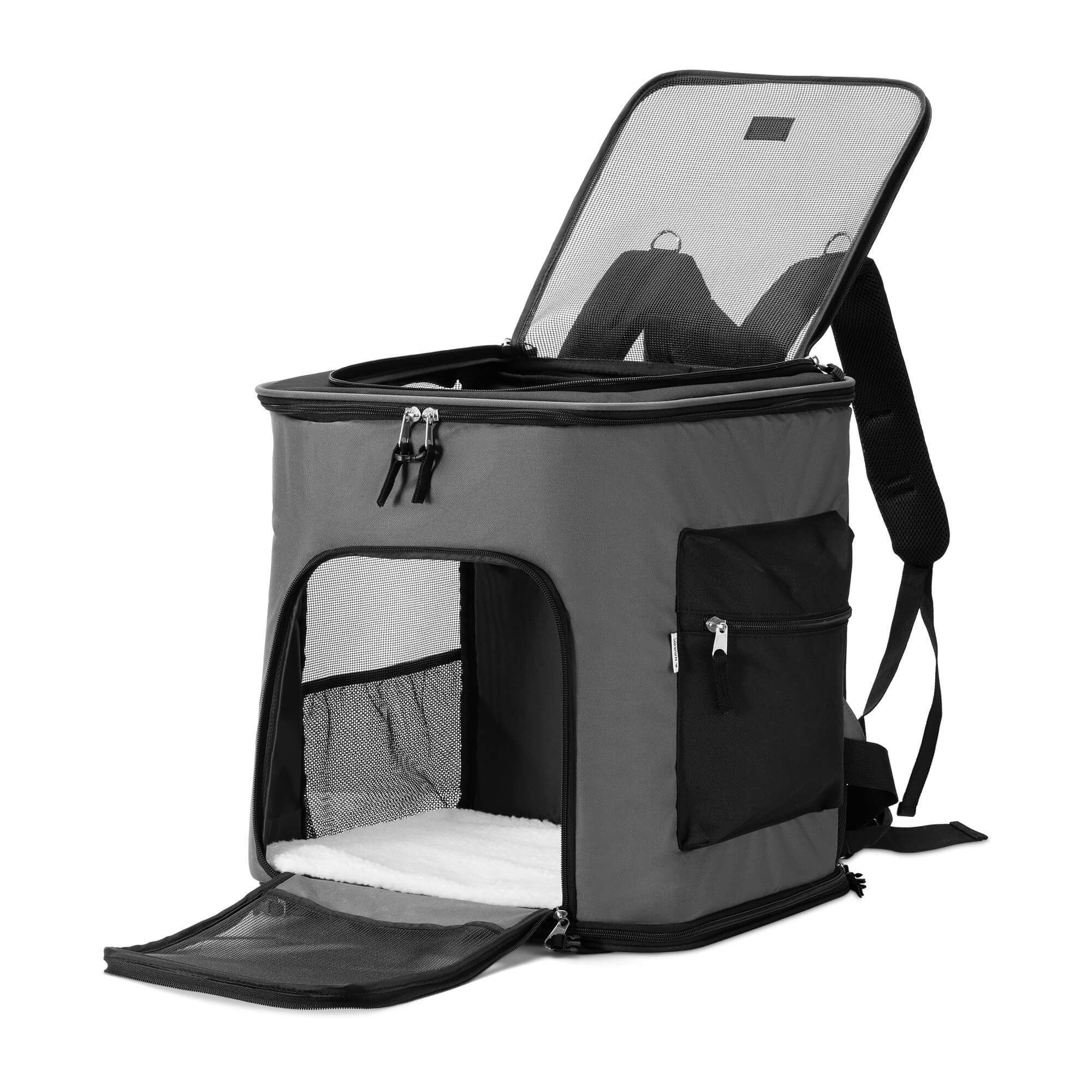 Navaris Dog Carrier Backpack - Αναδιπλούμενο Σακίδιο Μεταφοράς για Κατοικίδια Ζώα - 41 x 34,5 x 43 cm - Grey - 47550.19