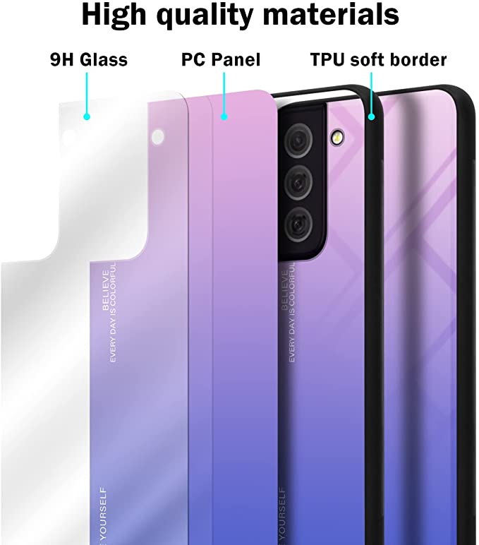 Cadorabo Samsung Galaxy S22 Plus Θήκη με Πλαίσιο Σιλικόνης και Όψη Γυαλιού Tempered Glass - Pink / Blue