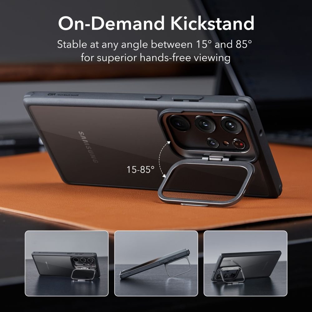 ESR Samsung Galaxy S23 Ultra Classic Kickstand Σκληρή Θήκη με Πλαίσιο Σιλικόνης και Stand - Διάφανη / Black